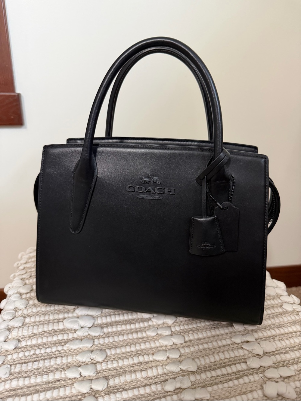 Coach Black Leather Structured Satchel